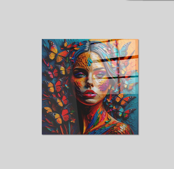 Wallity Pintura Decorativa de Vidrio Templado Multicolor 70 x 70 cm